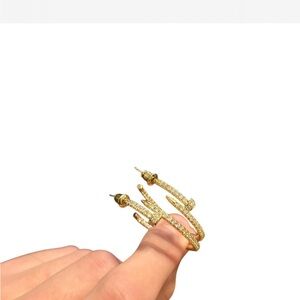 Elegant Gold-Tone Crystal Hoop Earrings